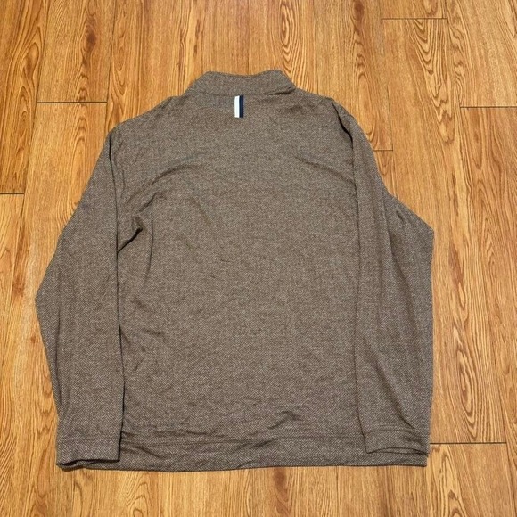Rhoback Men's Quarter Zip Golf Herringbone Brown Active Size 2XL XXL - Picture 3 of 6